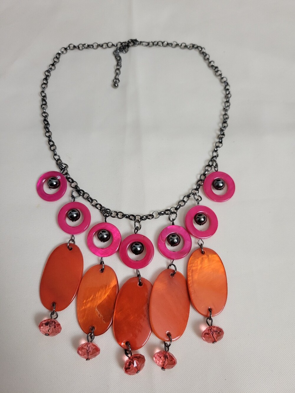 Vibrant Y2K Pink and Orange Statement Necklace